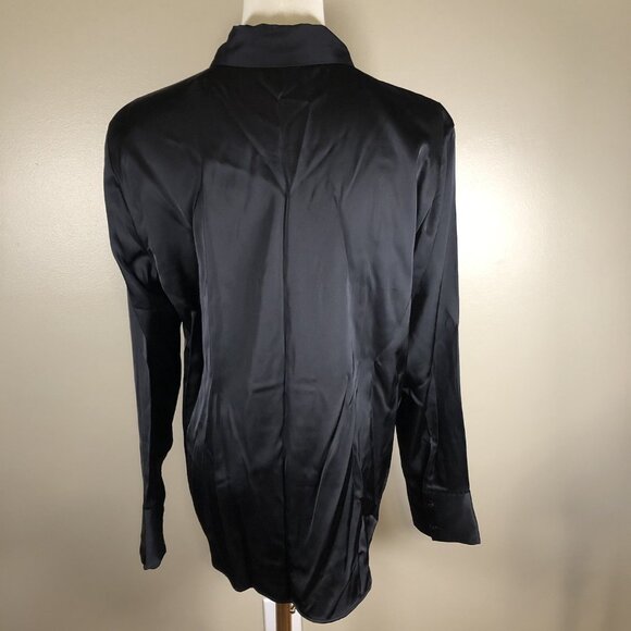 NEW Abercrombie & Fitch Long Sleeve Black Button Up Dress Blouse Size M - Picture 2 of 8